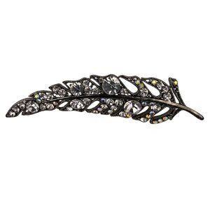 Elegant Unknown Womens Silver Tone Crystal Feather Hair Clip Barrette
